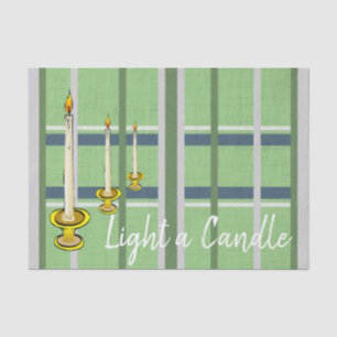 Tissue Paper Green Plaid Candles