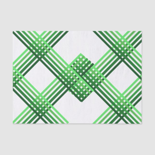Tissue Paper - Green Stripes Crossed (Front)