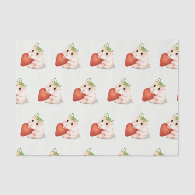 Tissue Paper HAMSTER WITH STRAWBERRY (Front)