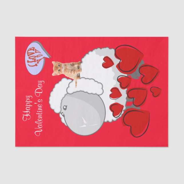 Tissue Paper Happy Valentine's Day Sheep Kitten (Front)