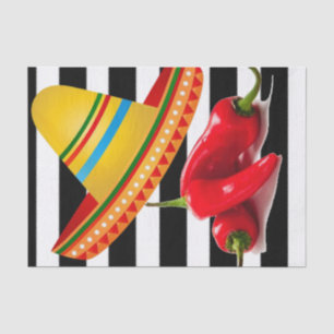 Tissue Paper Mexican Hot Peppers Black Stripe