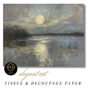 Tissue Paper - Moonlit Landscape in Watercolor