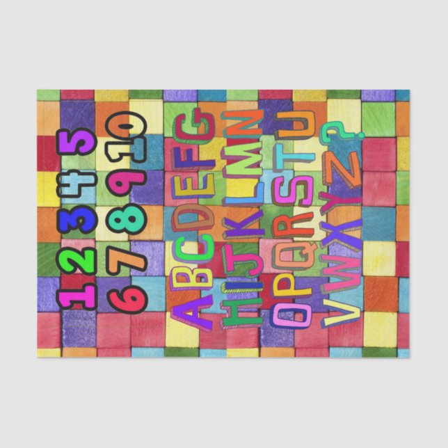 Tissue Paper Numbers Alphabet Colours (Front)