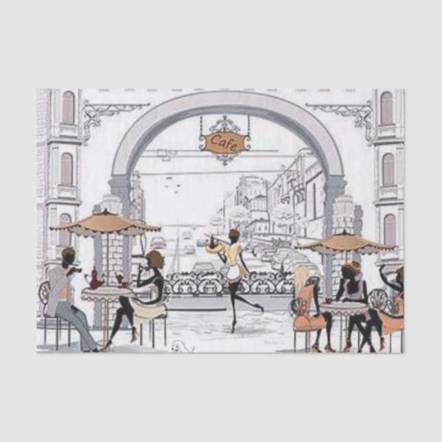 Tissue Paper Paris France Coffee (Front)