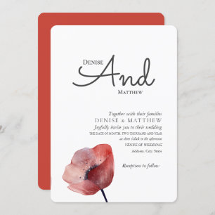 Tissue Paper Poppies Wedding Invitation