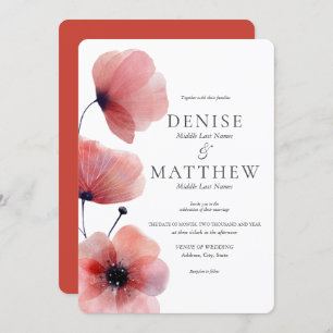 Tissue Paper Poppies Wedding Invitation