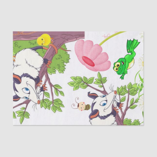 Tissue Paper Possum Frog Chicks Floral (Front)