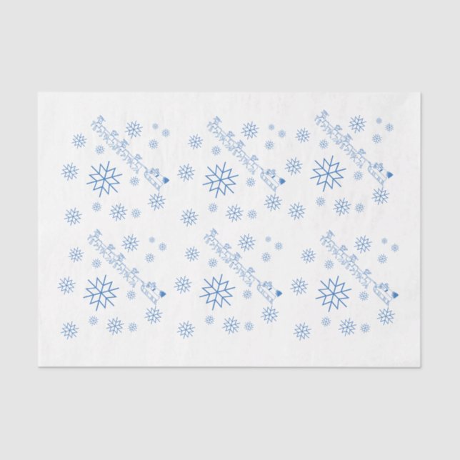 Tissue paper - Santa Claus, Sleigh, Snowflakes (Front)