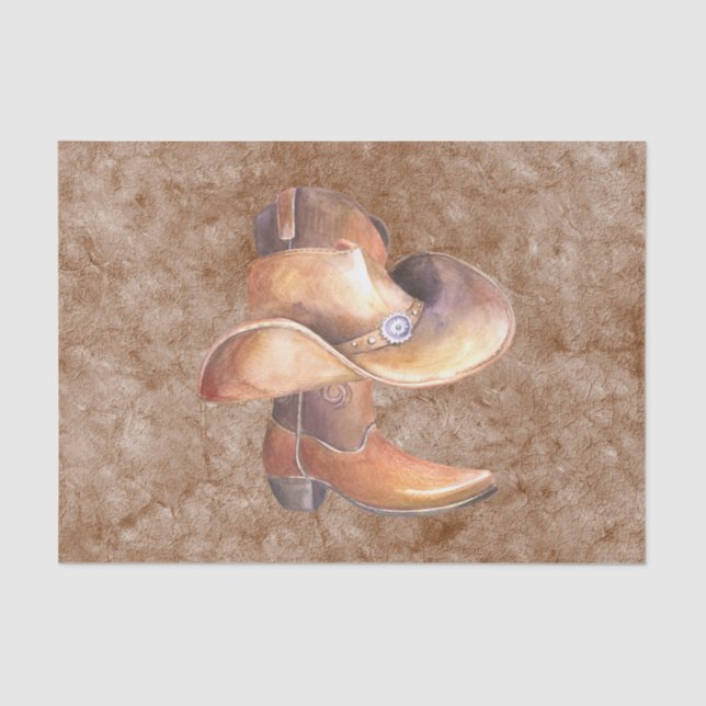 Tissue Paper Set (2) Cowboy's Boot & Hat on Paint (Front)