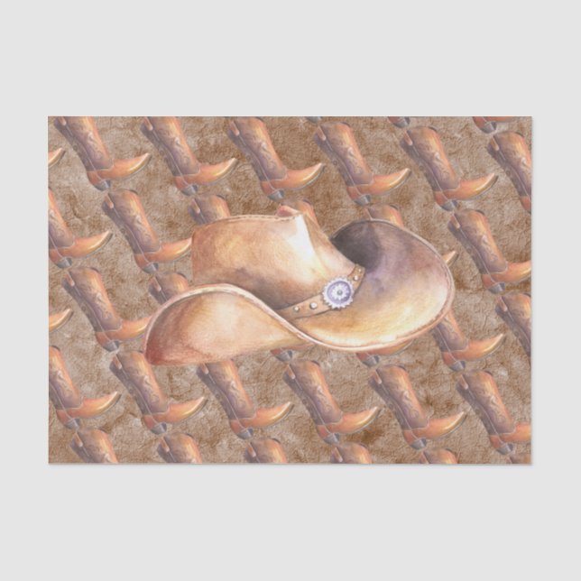 Tissue Paper Set (2) Cowboy's Boots & Hat on Paint (Front)
