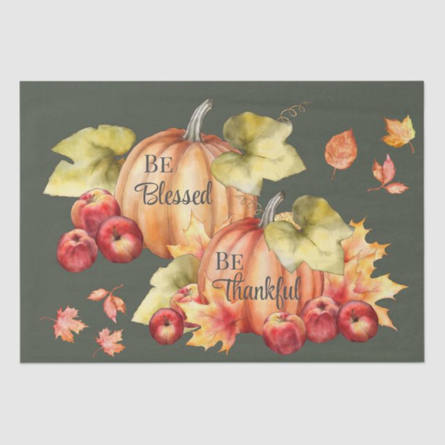 Tissue Paper Set 2 Green Thankful; Blessed (Front)