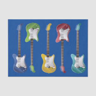 Tissue Paper Set of 2 Electric Guitars on Blue