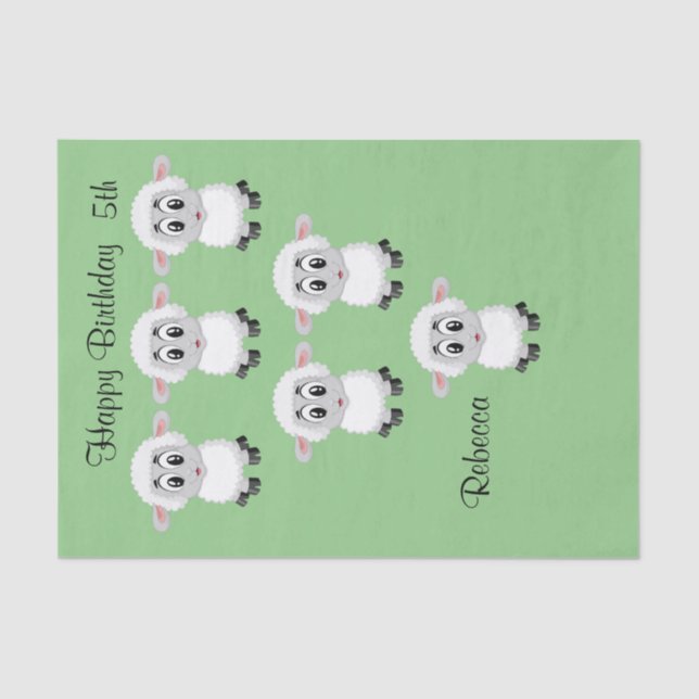 Tissue Paper Sheep Happy Birthday 5th (Front)