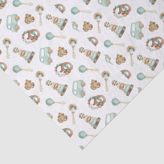 Tissue Paper sheets, Vintage Toys White Background (Detail)