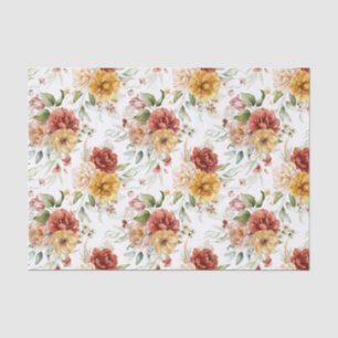 Tissue Paper Small Pattern Red & Gold Peonies