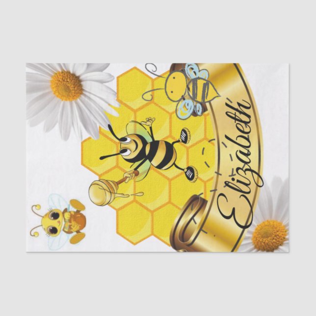 Tissue Paper Stripes Bumblebee White Daisy (Front)