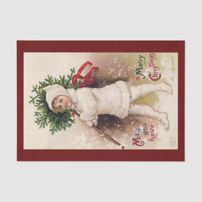 TISSUE PAPER  : VINTAGE CHRISTMAS ILLUSTRATION (Front)
