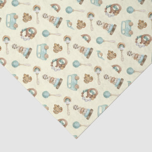 Tissue Paper Vintage Toys Yellow Background