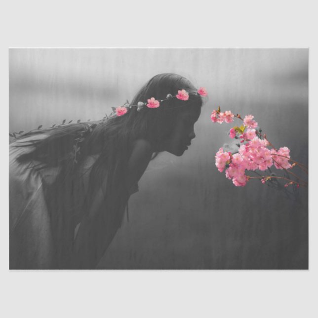 Tissue Paper with Young Girl and Flowers (Front)