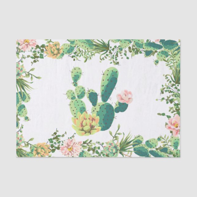 Tissue Paper Wrapping Bohemian Cactus Succulents D (Front)