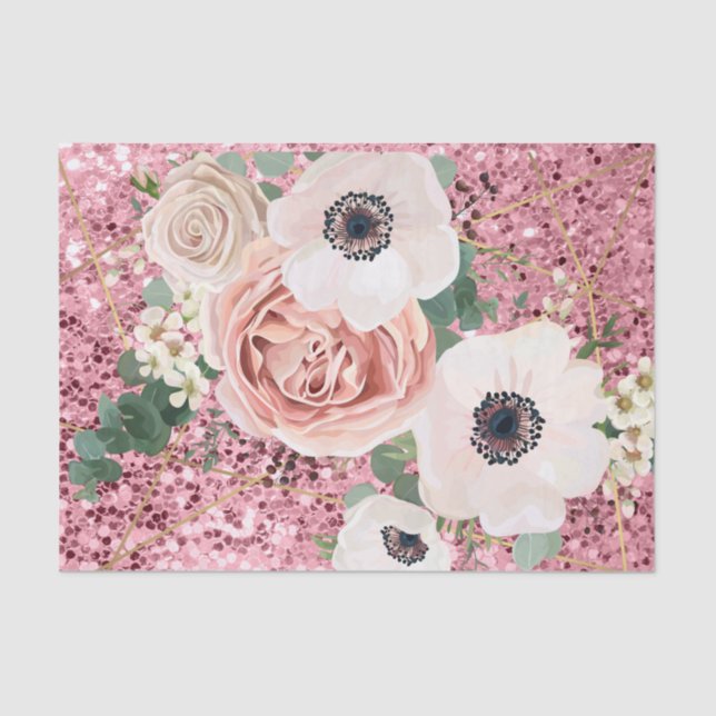 Tissue Paper Wrapping Geometric Garden Rose Glitte (Front)