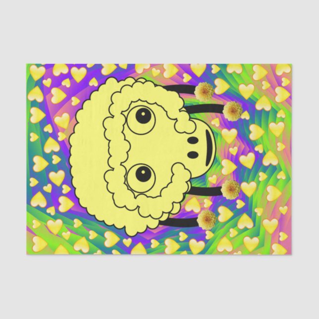 Tissue Paper Yellow Hearts Sheep (Front)