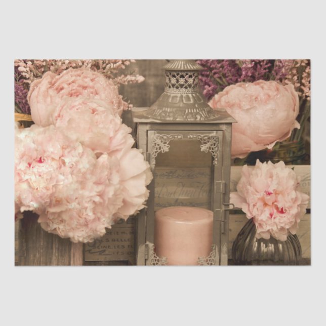 Tissue Wrap Qty 2 Peonies, Lanterns and Crates Tissue Paper (Front)