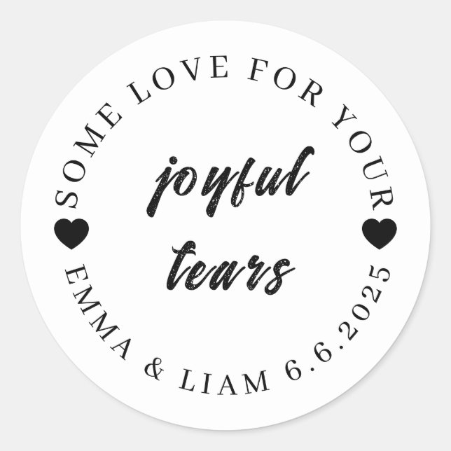 Tissues for Happy Tears Wedding Favour Round  Classic Round Sticker (Front)