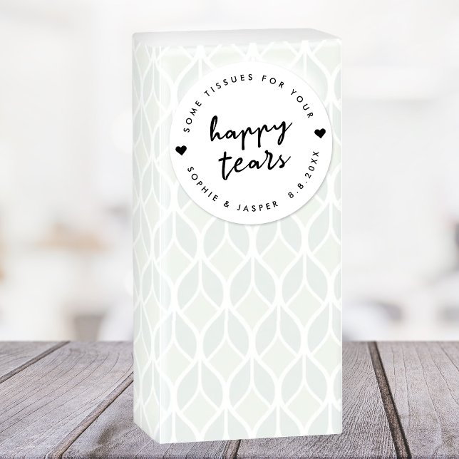 Tissues for your Happy Tears | Wedding Favour Classic Round Sticker (Creator Uploaded)
