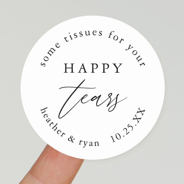 Tissues for your Happy Tears Wedding Tissues Favou Classic Round Sticker (Creator Uploaded)