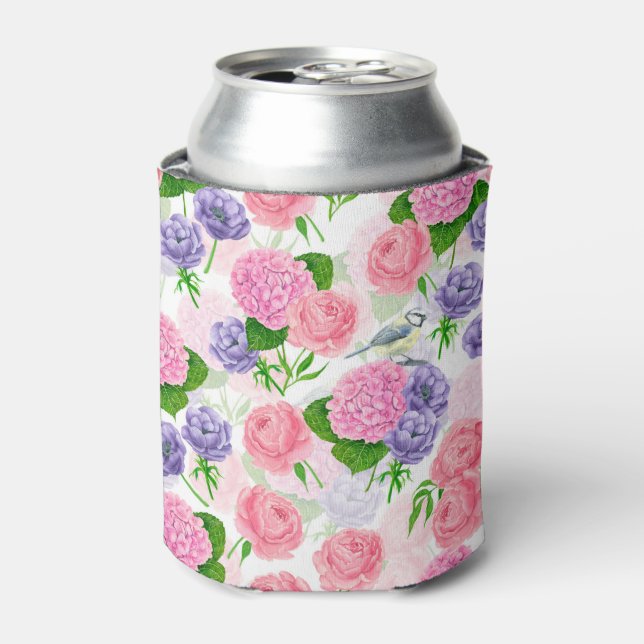 Tit bird and flowers can cooler (Can Front)