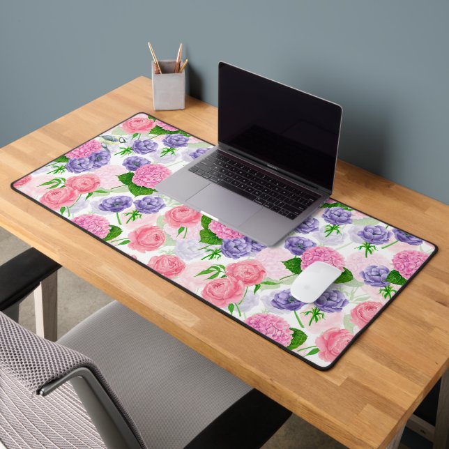 Tit bird and flowers desk mat (Office 2)