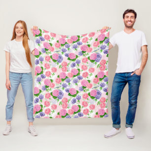 Tit bird and flowers fleece blanket
