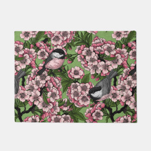 Tit birds in the lilac garden doormat
