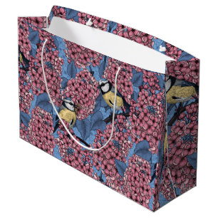 Tit birds in the lilac garden large gift bag