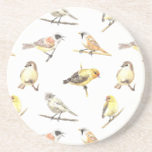 Tit birds pattern coaster
