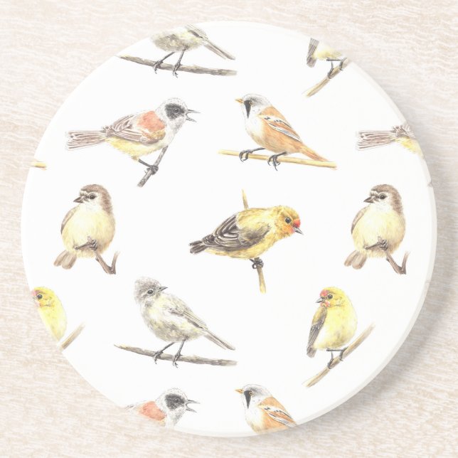 Tit birds pattern coaster (Front)