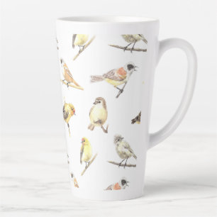 Tit birds pattern latte mug