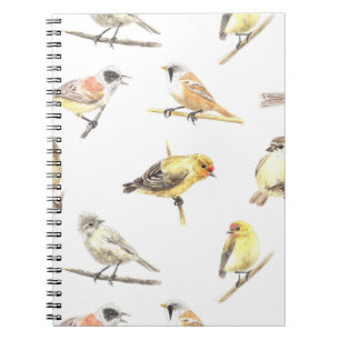 Tit birds pattern spiral notebook