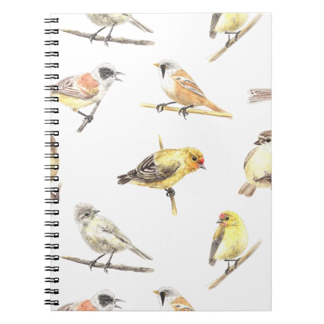 Tit birds pattern spiral notebook (Front)