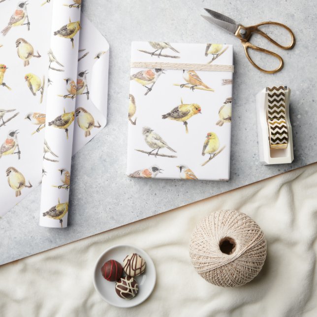Tit birds pattern wrapping paper (Crafts)