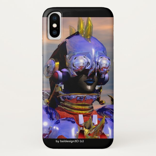TITAN CYBORG PORTRAIT Blue Science Fiction ,Scifi Case-Mate iPhone Case (Back)
