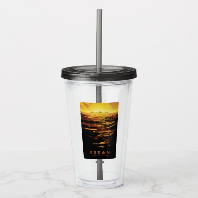 Titan largest moon of Planet Saturn Acrylic Tumbler (Front)