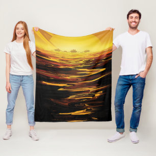 Titan largest moon of Planet Saturn Fleece Blanket