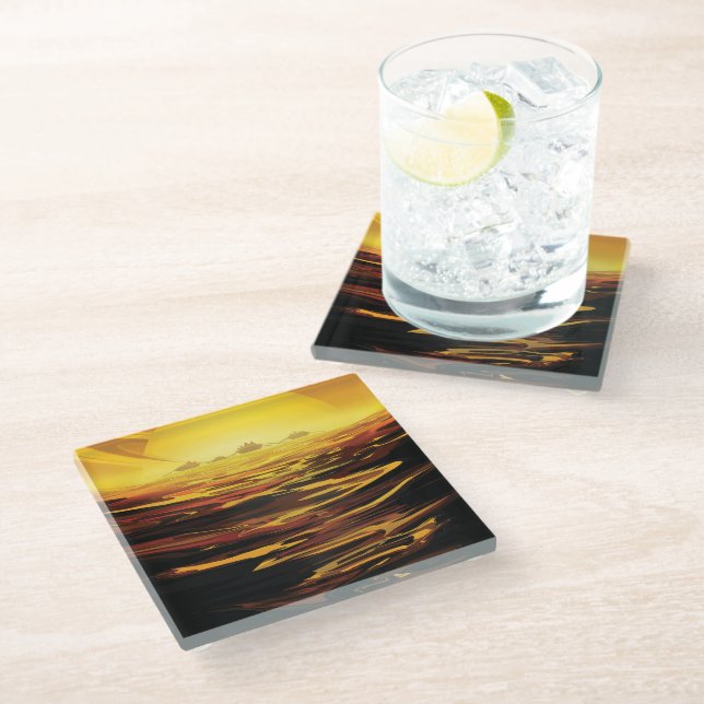 Titan largest moon of Planet Saturn Glass Coaster (Angled)