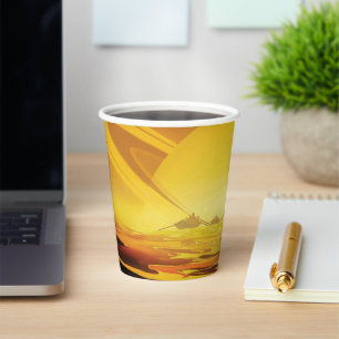 Titan largest moon of Planet Saturn Paper Cups