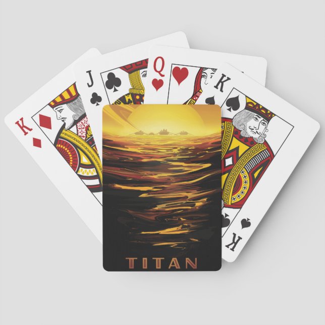 Titan largest moon of Planet Saturn Playing Cards (Back)