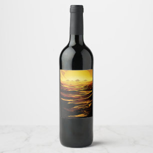 Titan largest moon of Planet Saturn Wine Label