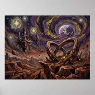 Titan Starry Night Alien Landscape Poster