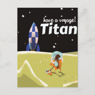 Titan vintage Science fiction travel poster Postcard